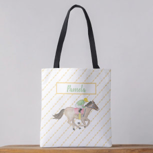 Watercolor Horse Race Jockey Personalised  Tote Bag