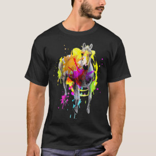 Watercolor Horse Splat Funny Stallion Colt Horse O T-Shirt