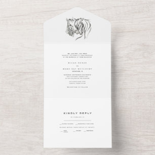 Watercolor Horses Simple White Wedding All In One Invitation