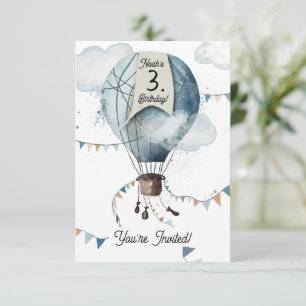 Watercolor Hot Air Ballon // Kid’s Birthday Invitation