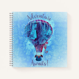 Watercolor Hot Air Balloon Adventure Awaits Notebook
