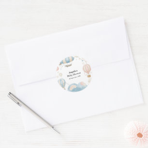 Watercolor Hot Air Balloon Baby Shower Classic Round Sticker