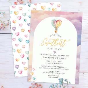 Watercolor Hot Air Balloon Baby Shower Invite