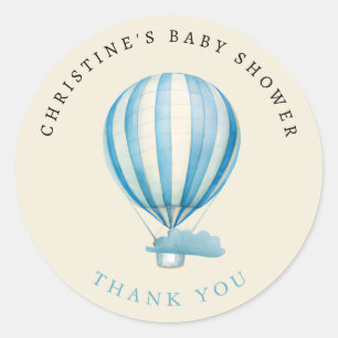Watercolor Hot Air Balloon Baby Shower Thank You Classic Round Sticker