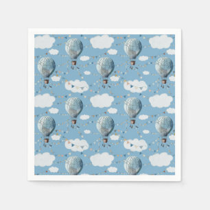 Watercolor Hot Air Balloon Blue // Kid’s Birthday Napkin