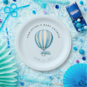 Watercolor Hot Air Balloon Paper Plate