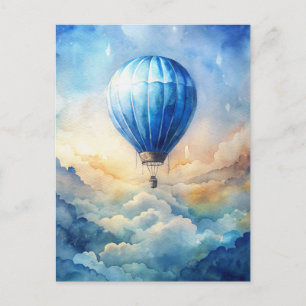 Watercolor Hot Air Balloon Peaceful Sky Postcard
