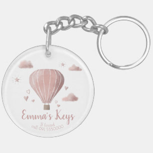 Watercolor Hot Air Balloon Scene Acrylic Keychain