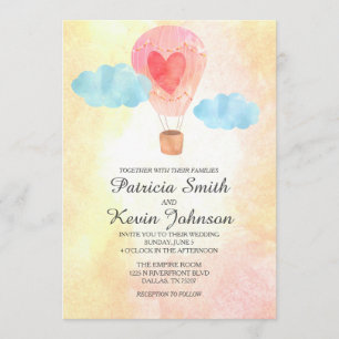 Watercolor Hot Air Balloon Wedding Invitation