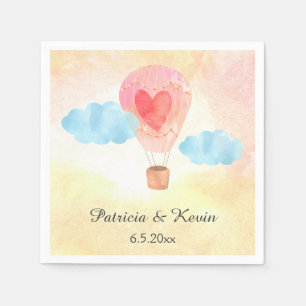 Watercolor Hot Air Balloon Wedding Napkin