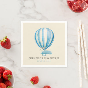 Watercolor Hot Air Balloons Baby Shower Napkin