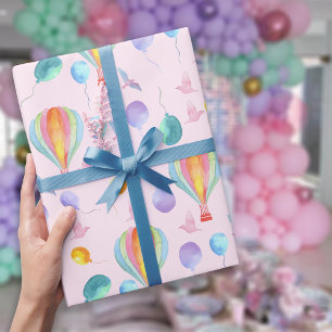 Watercolor Hot-Air-Balloons Pattern Wrapping Paper
