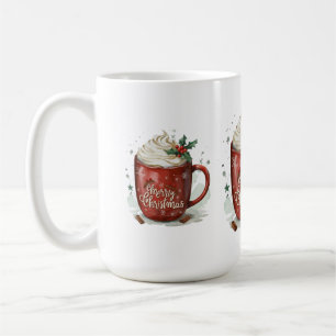 Watercolor Hot Chocolate with Whipping Christmas  Coffee Mug