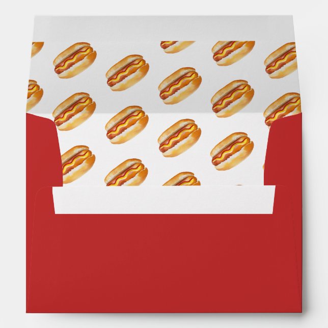 Watercolor Hot Dog Birthday Invitation Envelope –  (Back (Bottom))