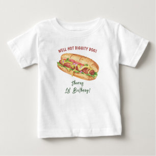 Watercolor Hot Dog Kids Birthday Baby T-Shirt