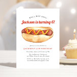Watercolor Hot Dog Kids Birthday Party Invitation<br><div class="desc">Cute hot dog-themed birthday invitation featuring a watercolor illustration of a hot dog with ketchup and mustard. Personalise the hot dog birthday party invites with your child's name,  age,  and party details. The watercolor hot dog birthday invitation is perfect for summer birthday BBQs/cook outs for kids and adults alike!</div>