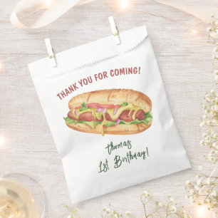 Watercolor Hot Dog Kids Birthday Thank you Favour Bags