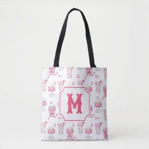 Watercolor Hot Pink Mahjong Cocktails Tote Bag