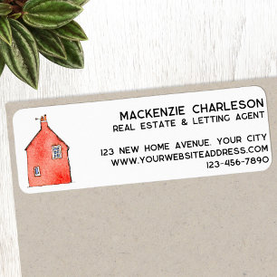 Watercolor House Art Business Return Address