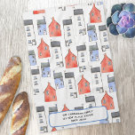 Watercolor House Art Personalised Tea Towel<br><div class="desc">Featuring an original watercolor painting of houses,  this design makes a lovely unique housewarming gift. Change the text and details to personalise.  Original art by Nic Squirrell.</div>