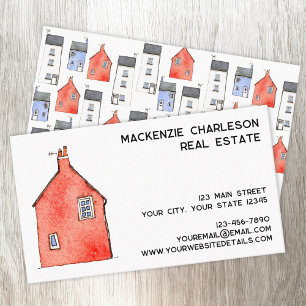 Watercolor House Art Real Estate Letting Agent Business Card