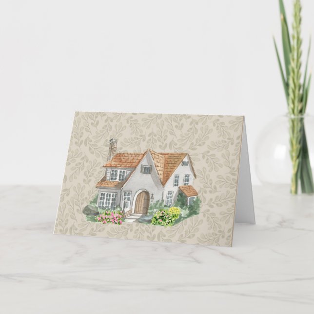 Watercolor House Business Thank You Card (Front)