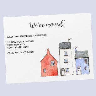 Watercolor House Change of Address Magnetic Card