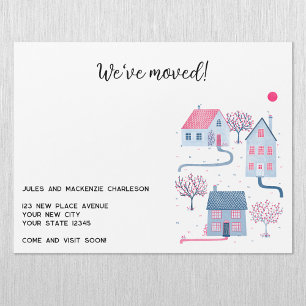 Watercolor House Change of Address Magnetic Card