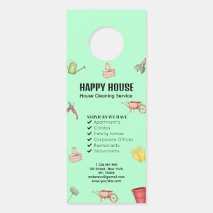 Watercolor House Cleaning Supplies Colourful Moder Door Hanger