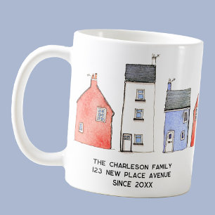 Watercolor House New Home Personalized Coffee Mug