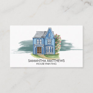 Watercolor House Painting Paint Brush Stroke Business Card