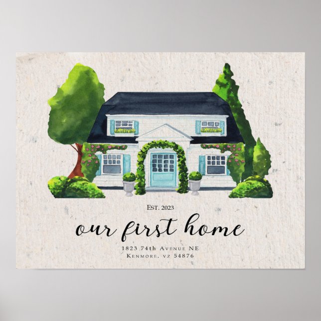 Watercolor House Portrait,Watercolor House Paintin Poster (Front)