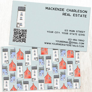 Watercolor House QR code Business Card