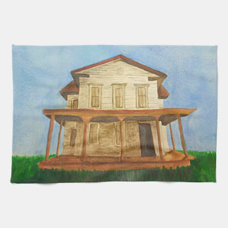 Watercolor House Tea Towel