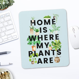 Watercolor Houseplant Gardening Quote Mouse Mat