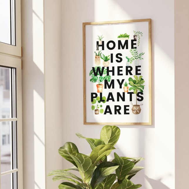 Watercolor Houseplant Gardening Quote Poster (In situ beside the window)