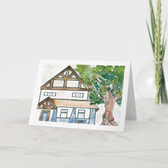 Watercolor Housewarming Car Thank You Card (Front)