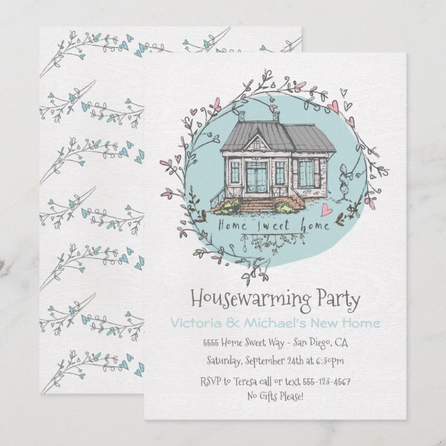 Watercolor Housewarming Party Invitations (Front/Back)