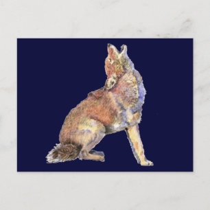 Watercolor Howling Coyote, Animal, Nature Wildlife Postcard