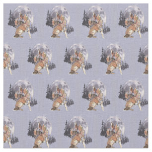 Watercolor Howling Coyote Wilderness Animal Fabric
