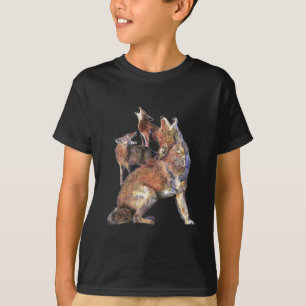 Watercolor Howling Coyotes Animal Nature Art T-Shirt