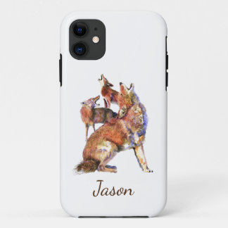Watercolor Howling Coyotes Animal Nature  Custom iPhone 11 Case