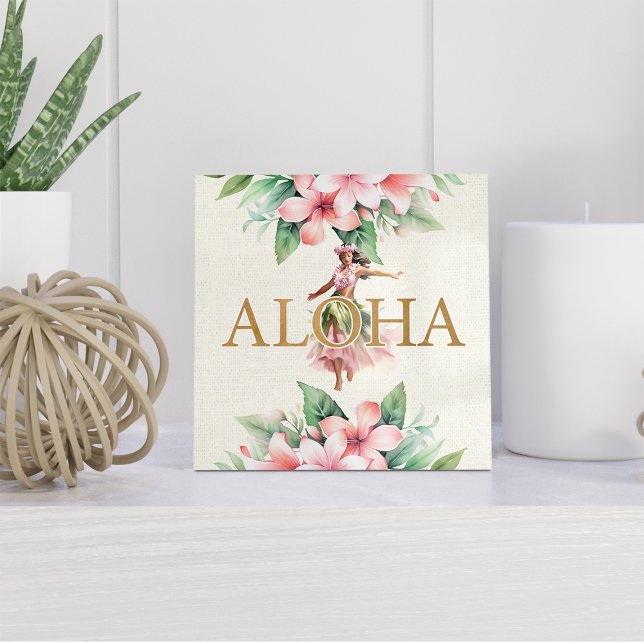 Watercolor Hula Girl Aloha Hawaiian Ceramic Tile (Watercolor Hula Girl Aloha Hawaiian Ceramic Tile)