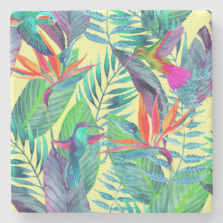 Watercolor Humminbirds In The Jungle 2 Stone Coaster
