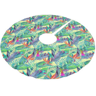 Watercolor Humminbirds In The Jungle Brushed Polyester Tree Skirt