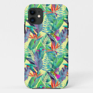 Watercolor Humminbirds In The Jungle iPhone 11 Case