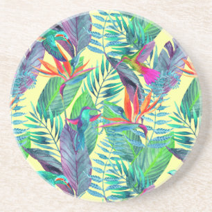Watercolor Humminbirds In The Jungle Coaster