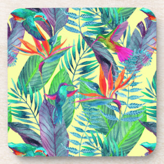 Watercolor Humminbirds In The Jungle Coaster