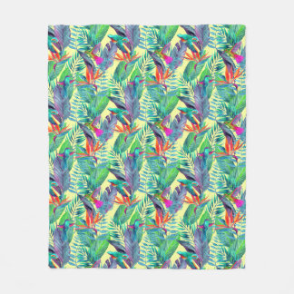 Watercolor Humminbirds In The Jungle Fleece Blanket