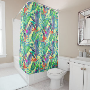 Watercolor Humminbirds In The Jungle Shower Curtain